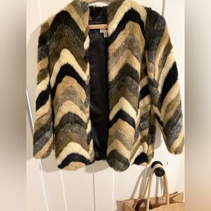 Amuse Society Faux Fur Chevron Jacket